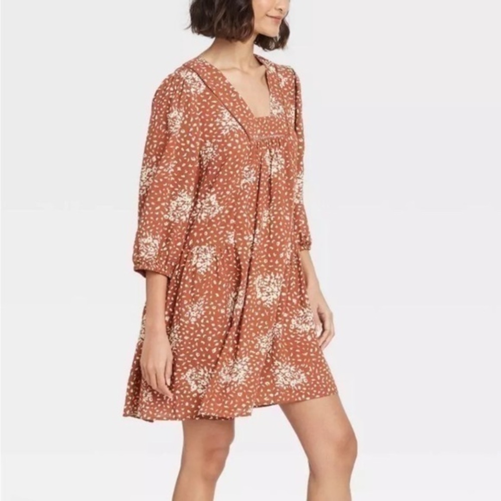 Womens 3/4 Sleeve Shift Dress